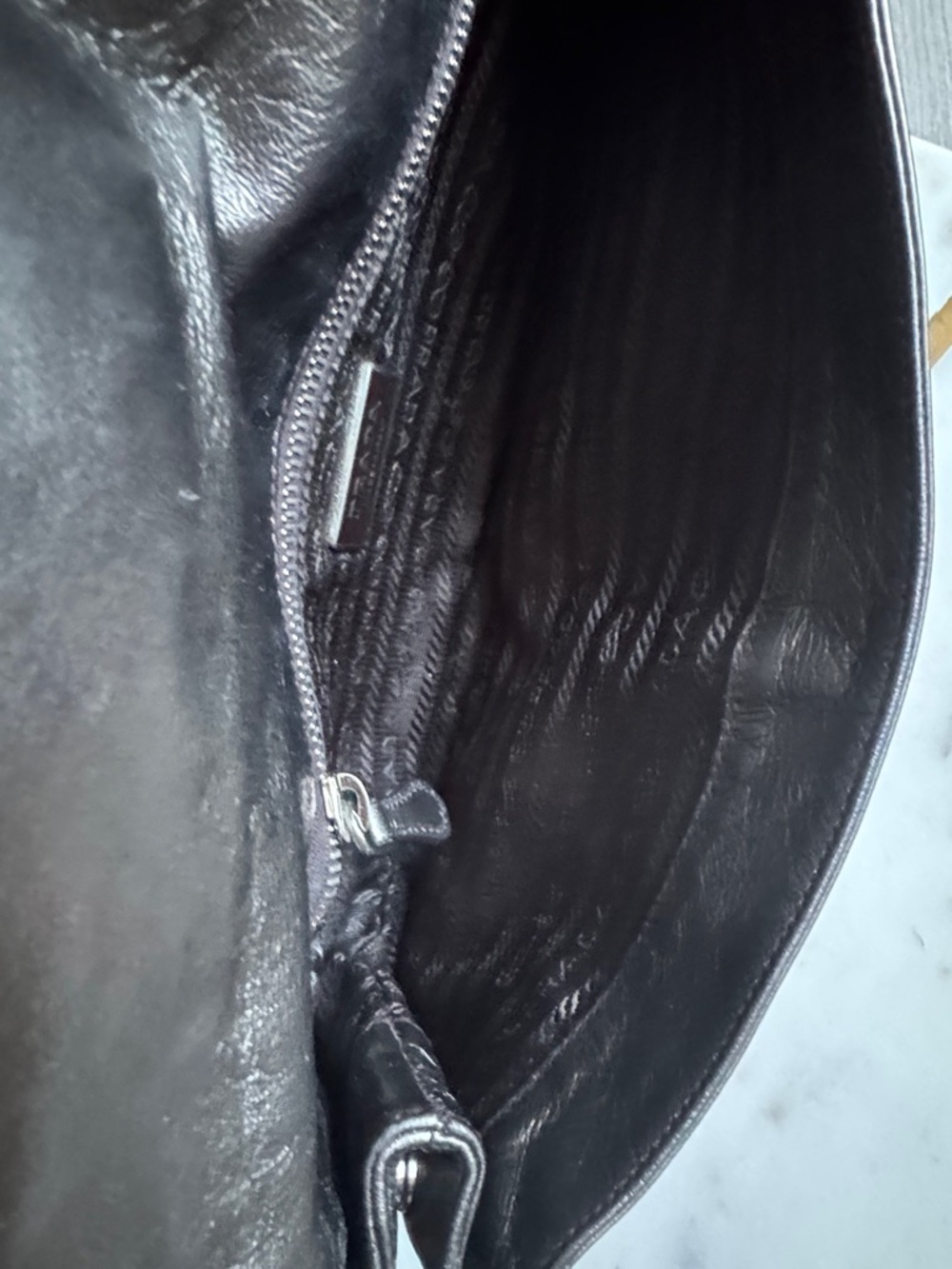 Prada Nappa Metallic Pewter Leather Fold-Clutch - Picture 4 of 13